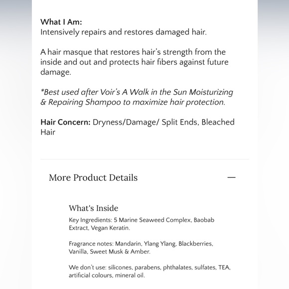 🌼🆕🌼 Voir - A Walk in the Sun: Inside Out Moisturizing & Repairing Masque - Picture 2 of 7